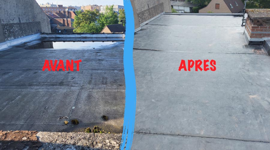 Rénovation complète d'une toiture plate à Lambersart