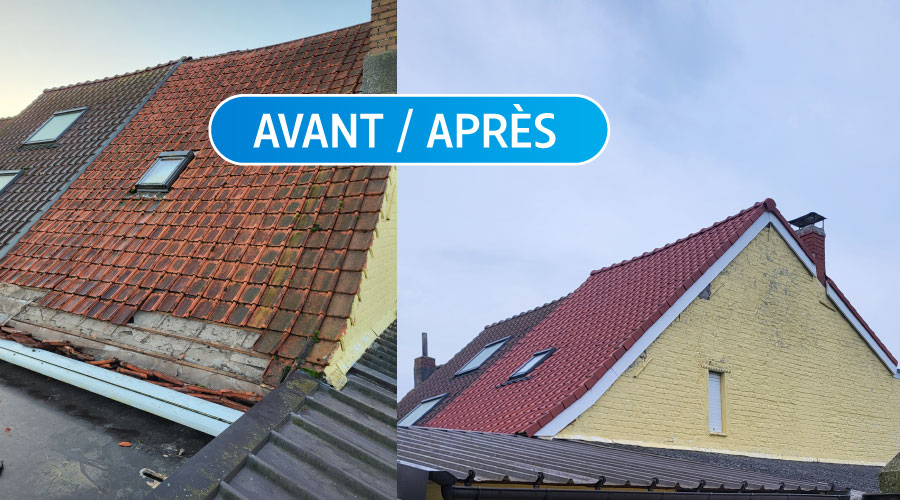 Rénovation complète d'une toiture en tuile au Ploegsteert