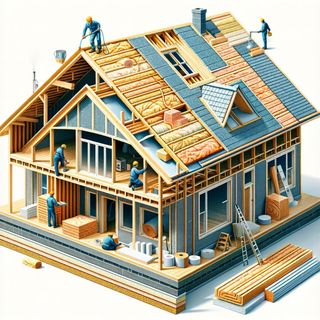 Illustration d'une maison bois en cours de rénovation énergétique en wallonie