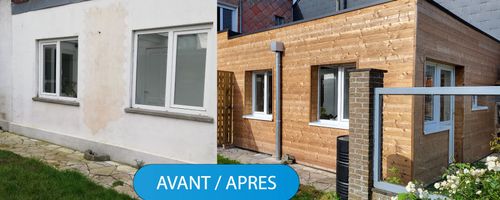 Vu façade avant apres chantier à Roncq