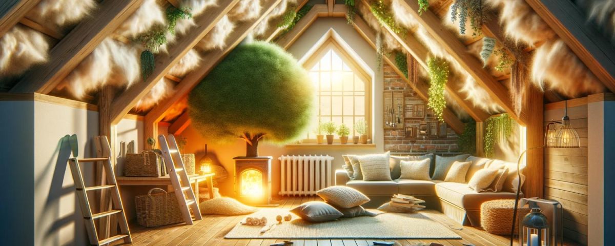 Illustration d'une chambre d'une pièce dans un comble isolé